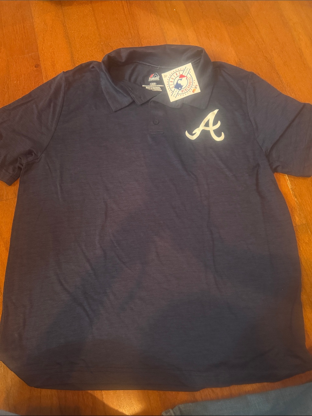 Majestic Navy Polo With White Atlanta 'A' Chest Logo